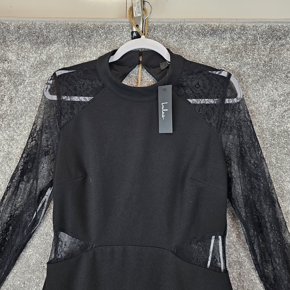 Lulu's Maxi Dress NWTS L Black Resort Witchy Vampiress Vamp Adams Family Dark...